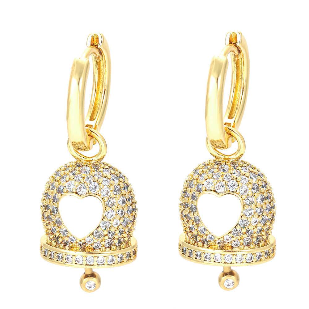 Fashion Bell Copper Drop Earrings Plating Inlay Zircon Copper Earrings