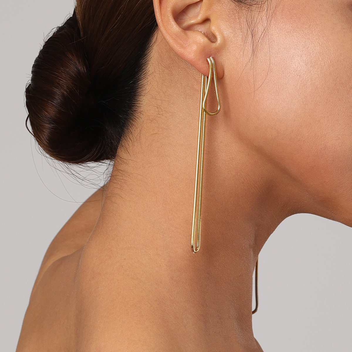 304 Stainless Steel Solid Color PVD Coated Real Gold Plated 18K Gold Simple Style Classic Style Waterproof Non Tarnish Plating Gold Drop Earrings