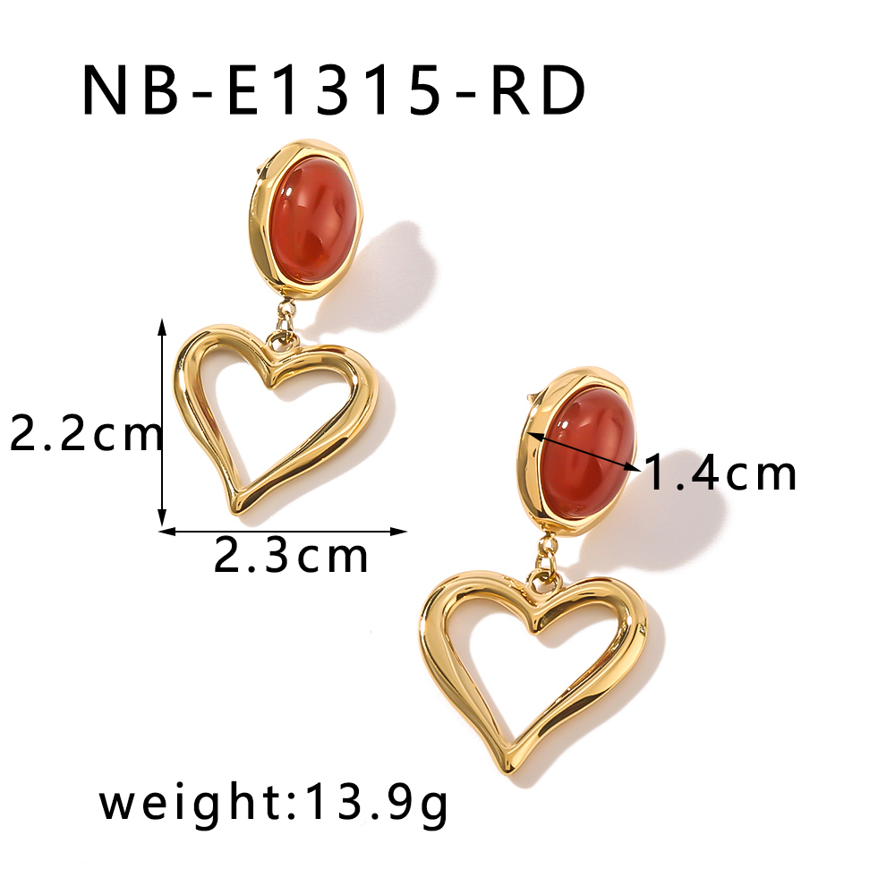 PVD Coated 18K Gold Real Gold Plated Heart Shape 304 Stainless Steel Simple Style Classic Style Waterproof Non Tarnish Drop Earrings