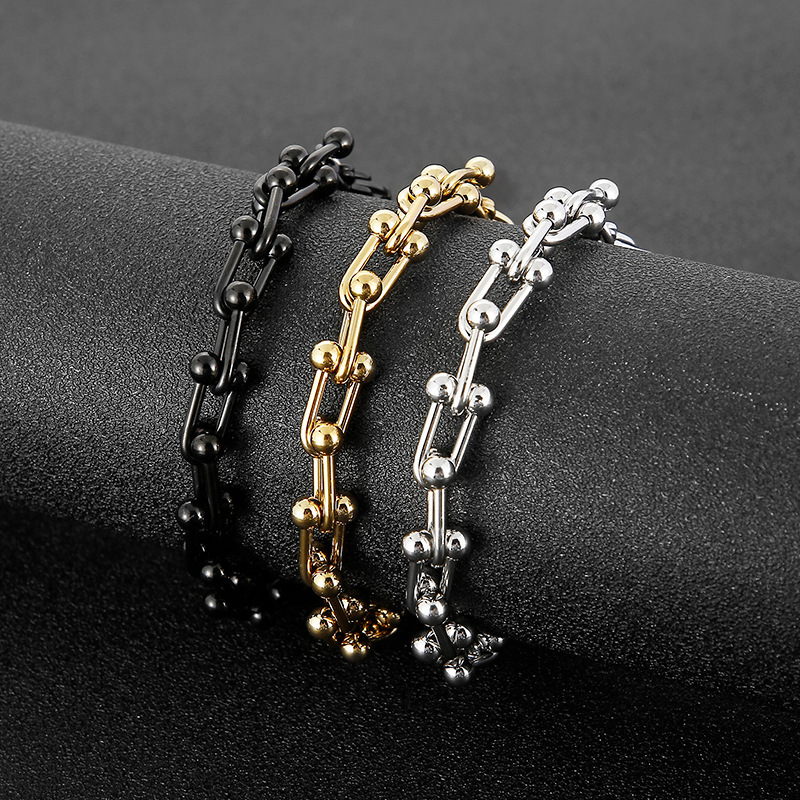 Fashion U Shape Titanium Steel Bracelets Plating Stainless Steel Bracelets