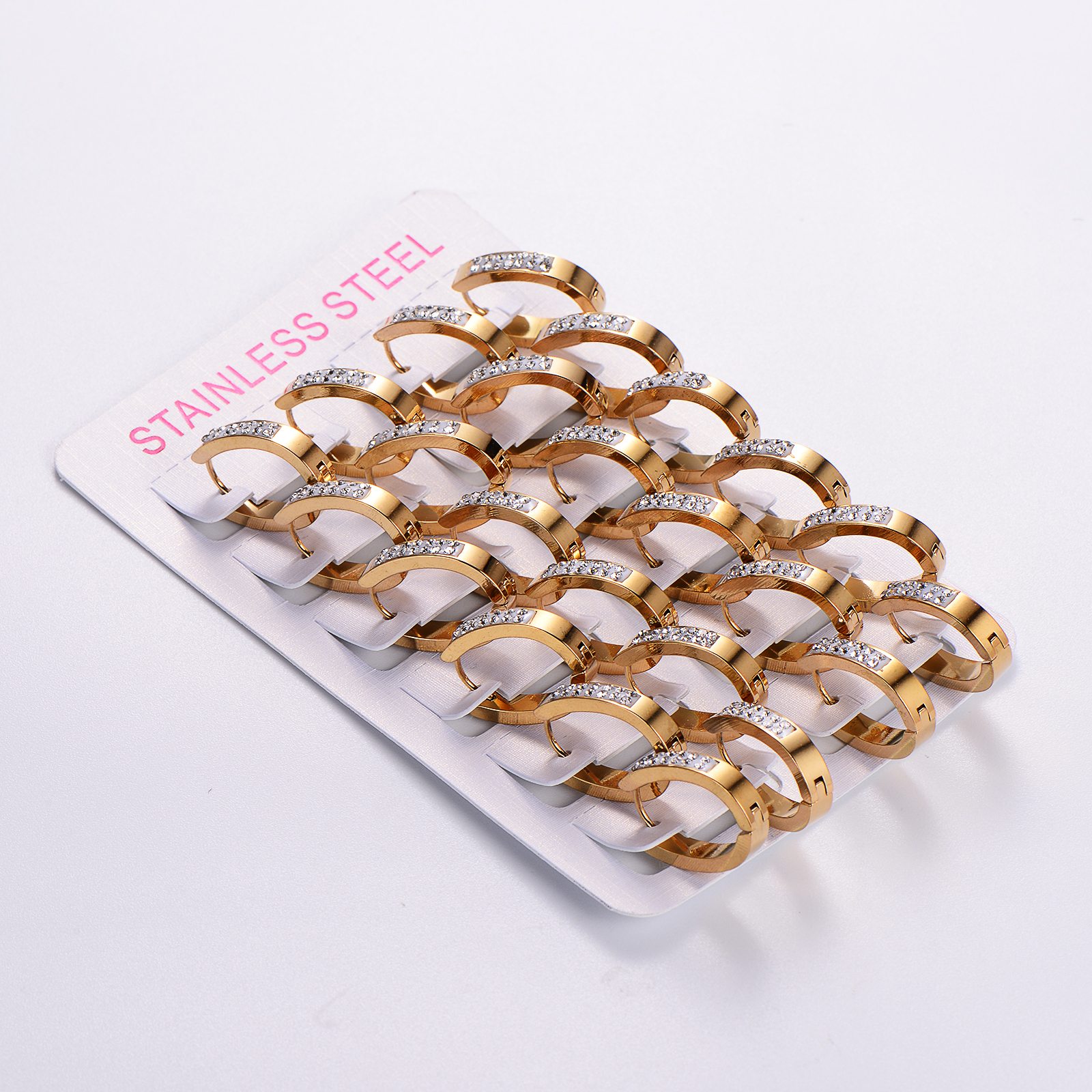 304 Stainless Steel Geometric Electroplating Rhinestones Golden Plated Casual Classic Style Plating Inlay Gold Earrings