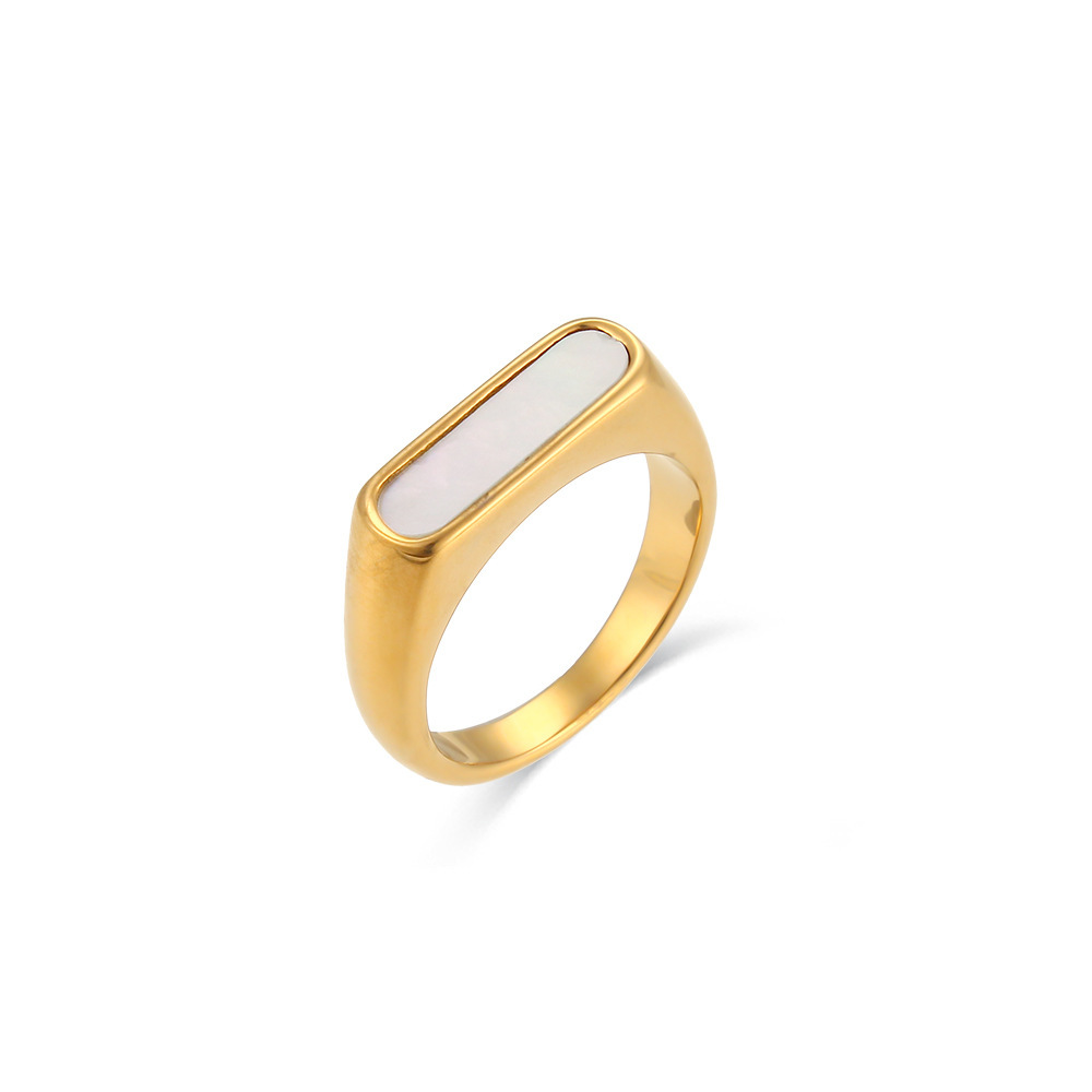 PVD Coated Real Gold Plated 18K Gold Rectangle 304 Stainless Steel Fashion Waterproof Non Tarnish Rings