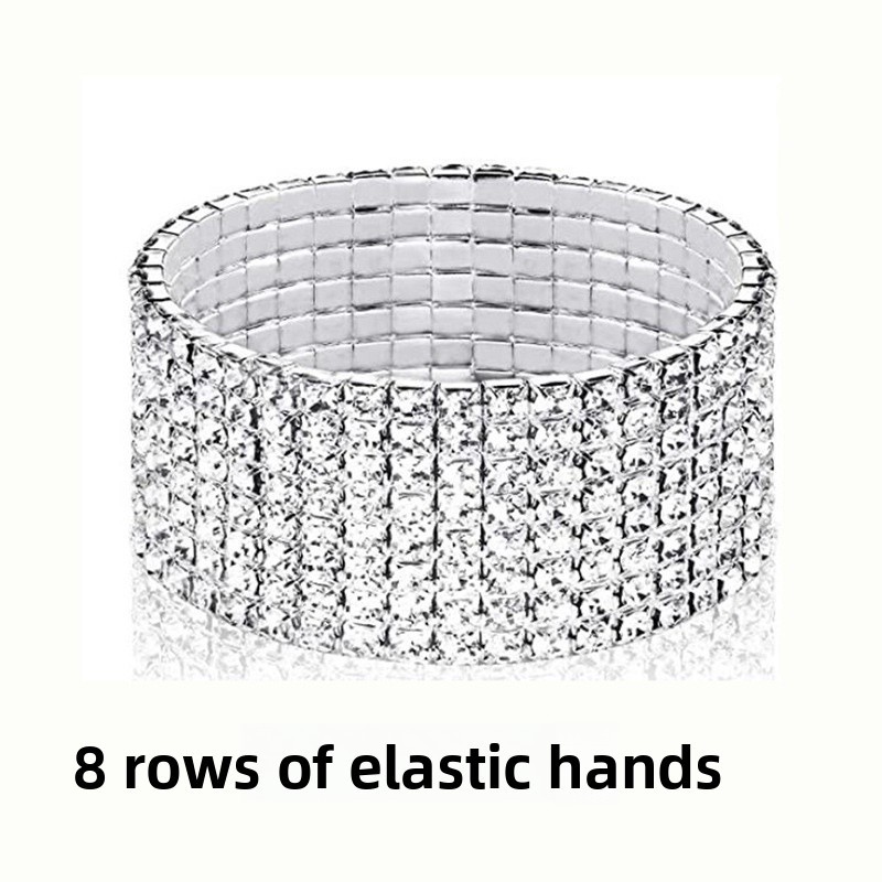 Full Diamond Claw Chain Necklace Bracelet Ring Earrings Four-Piece Set Geometric Women's Jewelry Accessories