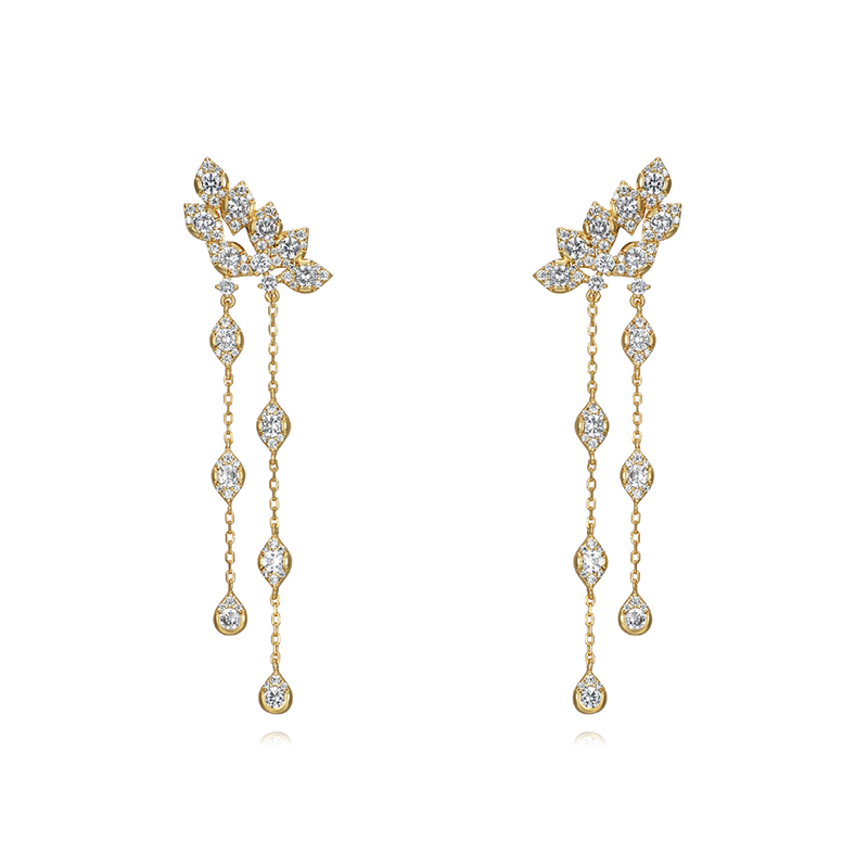1 Pair Simple Style Classic Style Flower Inlay Copper Rhinestones Drop Earrings