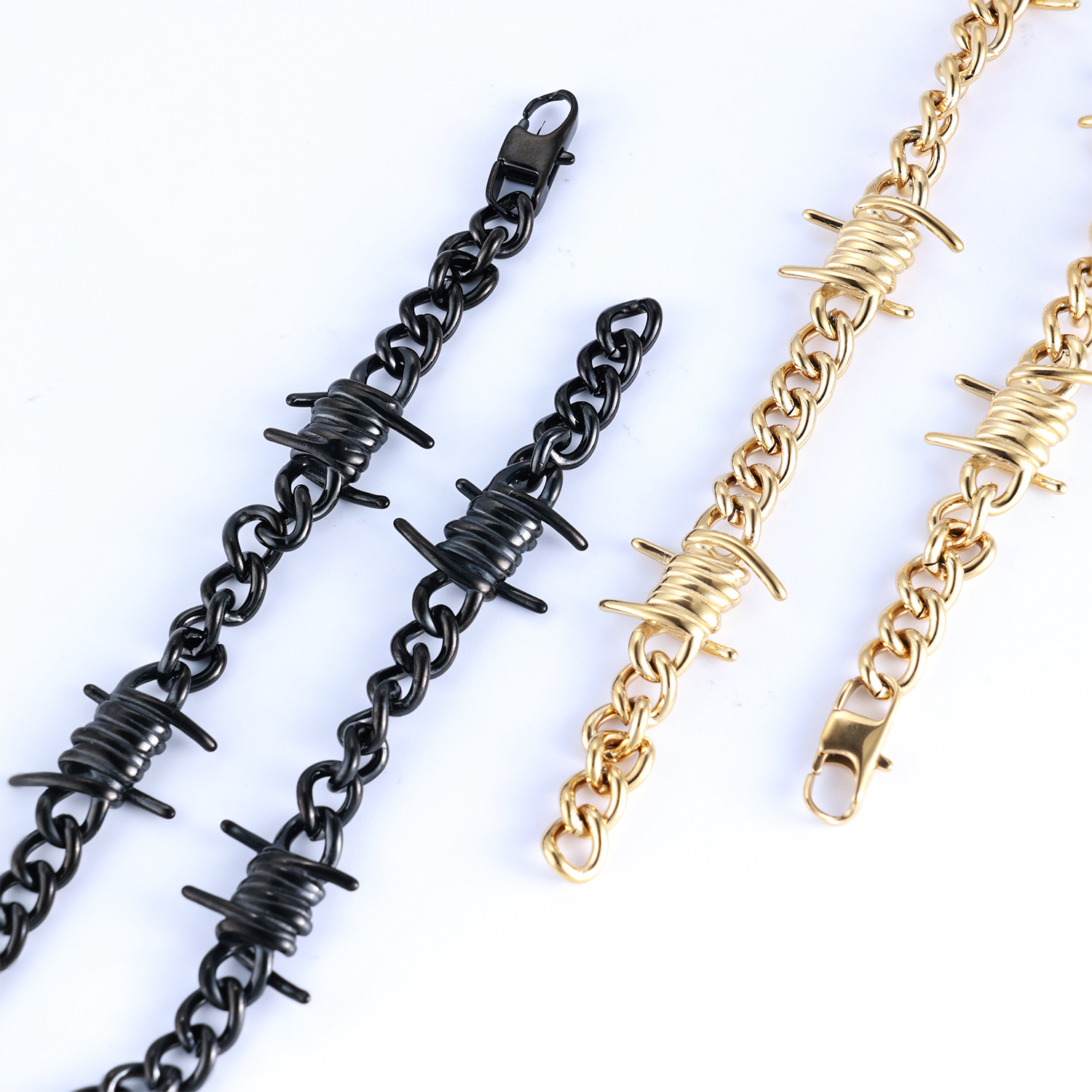 Stainless Steel Hip Hop Style Men's Thorns Necklace Short Version Rock And Simple Classic Cool Cuban Chain Jewelry Accessory