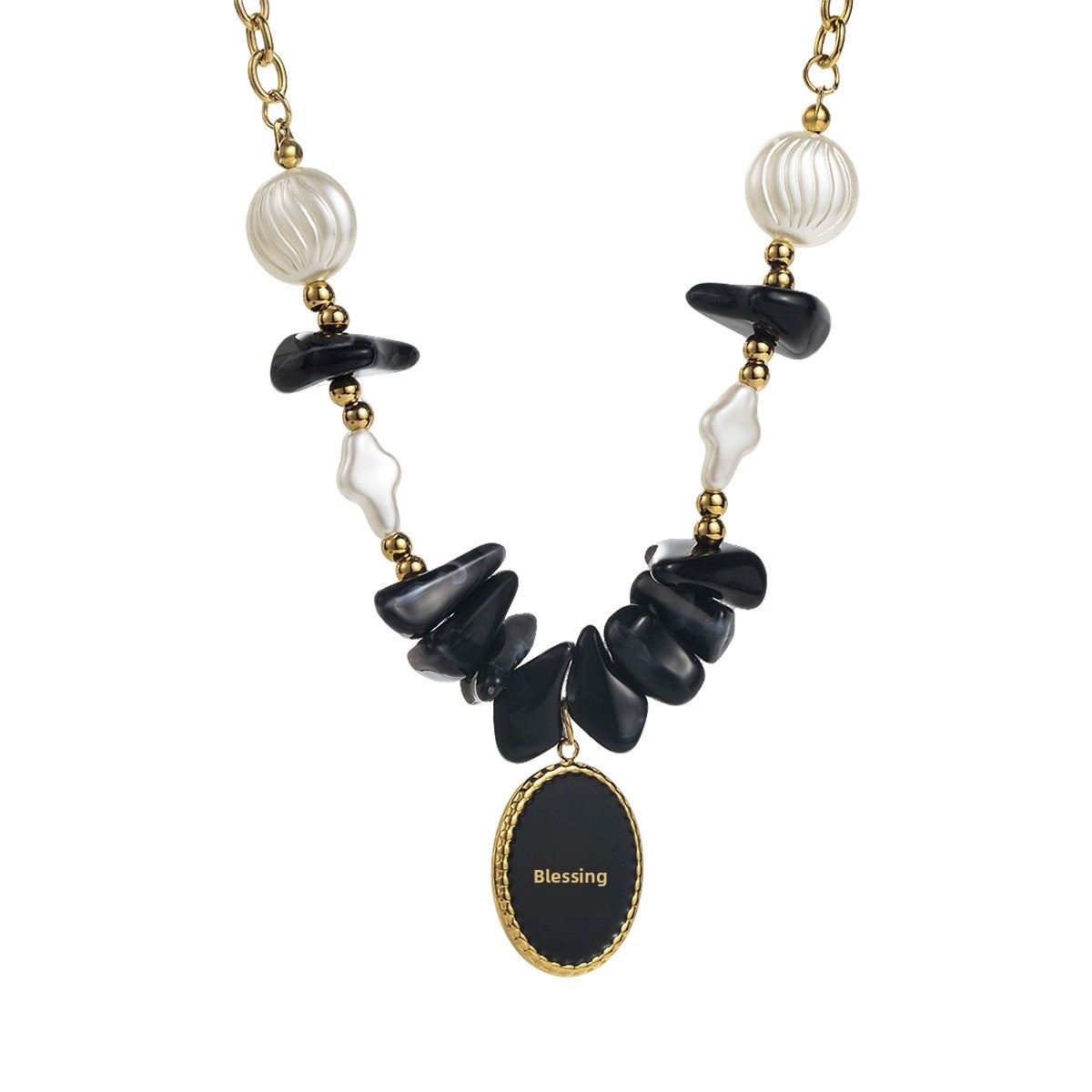 Colorful Resin Pendant Necklace Stainless Steel Chain Layered Women's Jewelry Accessories