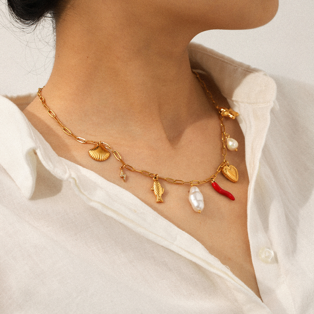 Bohemian Accessories Stainless Steel Necklace Light Luxury Niche DIY Jewelry Accessories Pendant Necklace Collarbone Chain