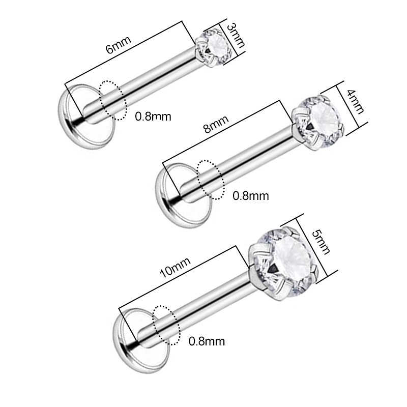 10 PCS/Package Lip Rings Modern Style Classic Style Geometric Titanium Alloy Zircon Lip Rings Ear Cartilage Rings & Studs