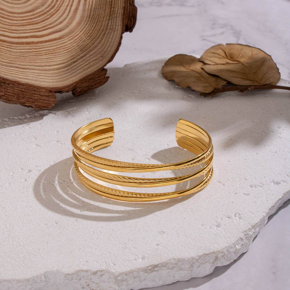 Multi-layer Geometric Ring-shaped 18K Gold Plated 304 Stainless Steel Bracelet Accessories Jewelry For Women Eco-friendly Non-fading Yiwu