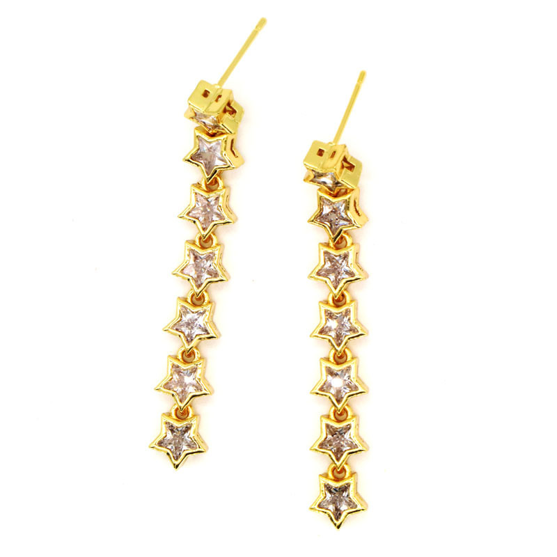 1 Pair Basic Modern Style Classic Style Pentagram Round Heart Shape Inlay Copper Zircon Drop Earrings