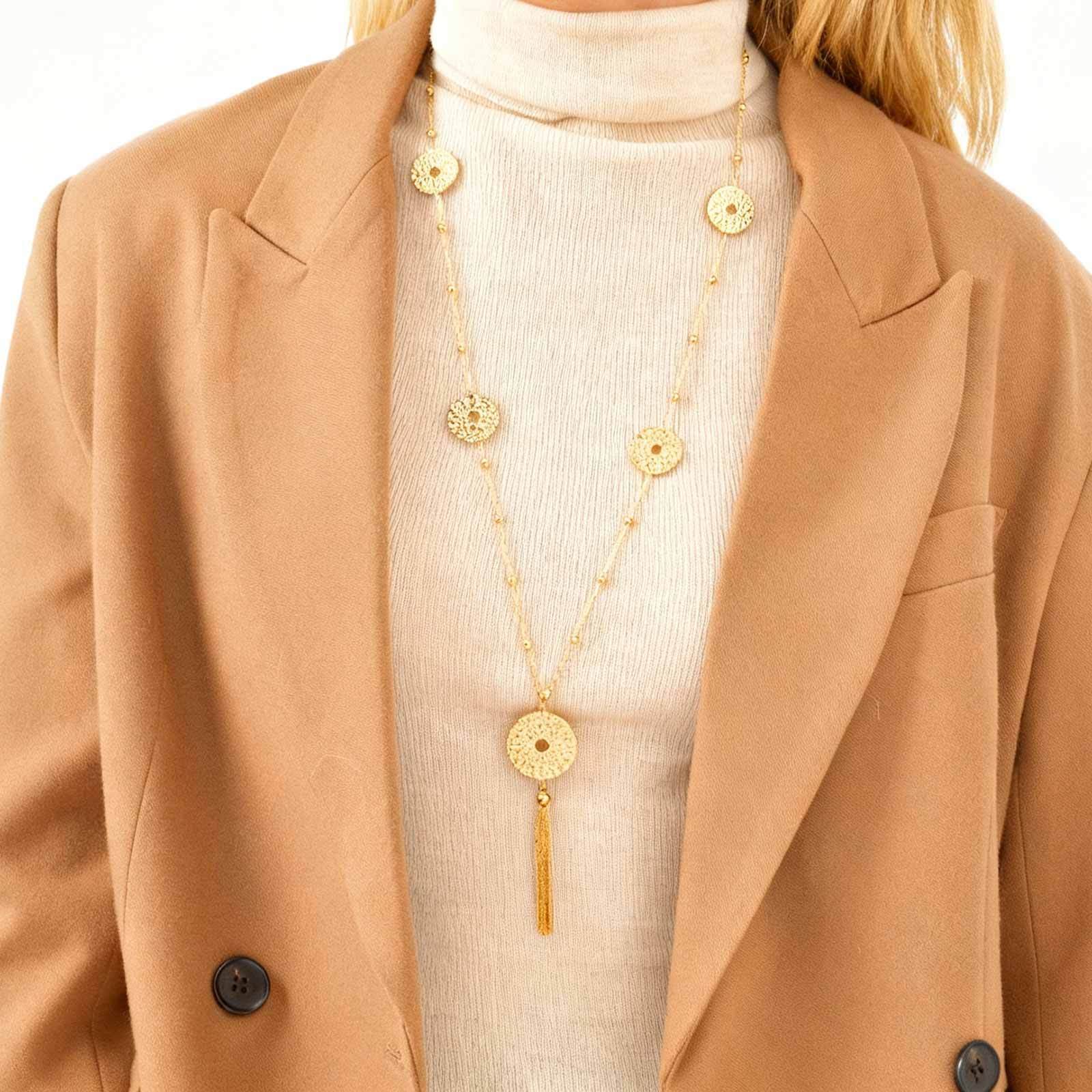 18K Gold Plated 304 Stainless Steel Vacuum Electroplating (In Furnace) Geometric Pattern (Jewelry) Waterproof Non-Fading Hollow Y-Shaped Necklace Long Sweater Chain Women's Accessories