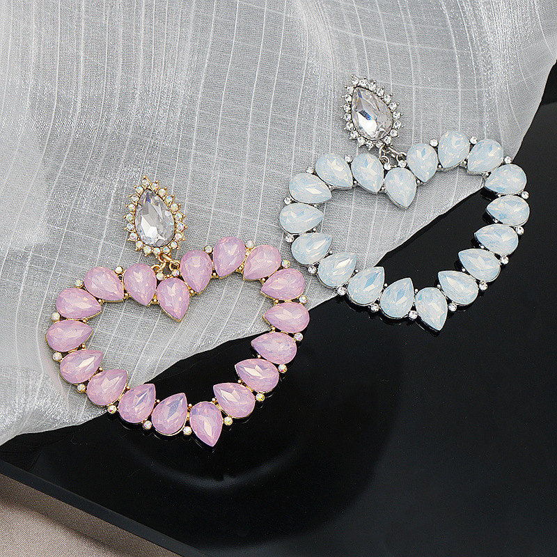 Large Hoop Earrings Heart-shaped Full Diamond Women's Jewelry Accessories