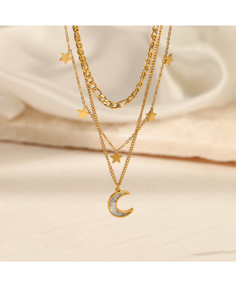 Wholesale Jewelry Fashion Star Moon 304 Stainless Steel Plating Stainless Steel Necklaces