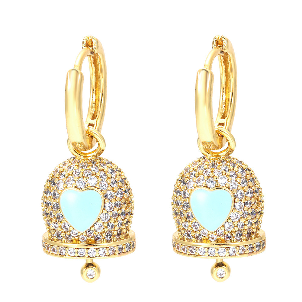 Fashion Bell Copper Drop Earrings Plating Inlay Zircon Copper Earrings
