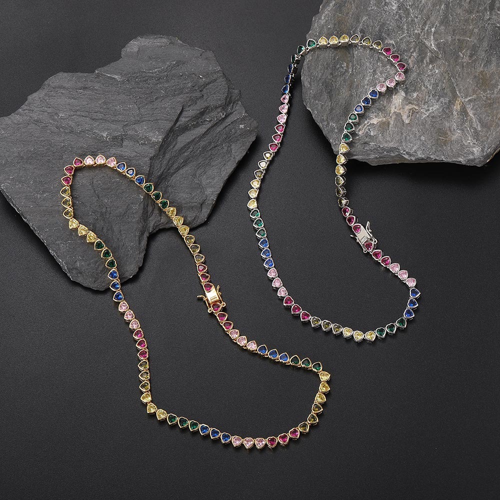 Wholesale Jewelry Vintage Style Classic Style Heart Shape Copper Zircon Bracelets Necklace