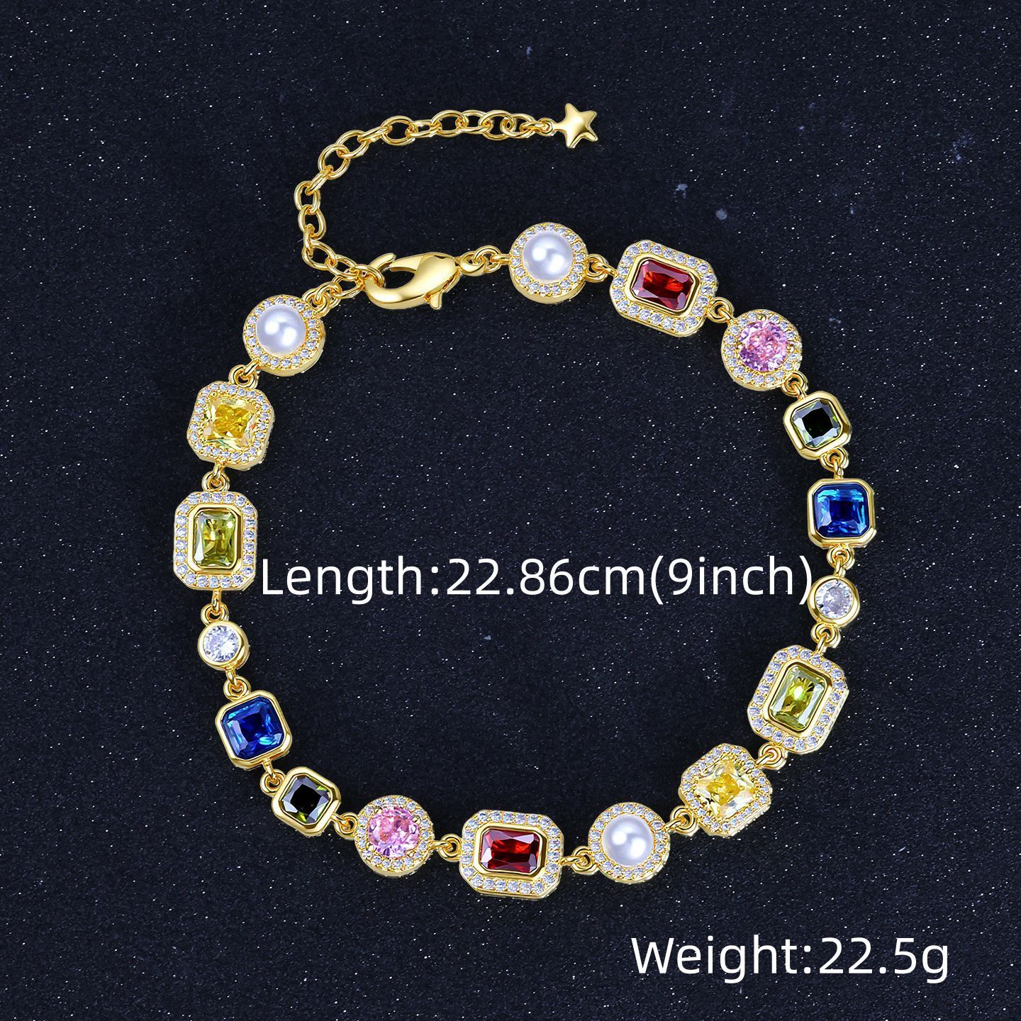 Fashion Chain Necklace Multi-Color Cubic Oxidized Zirconia Gemstone Enamel Pattern Mix Color Hip Hop Jewelry Accessory