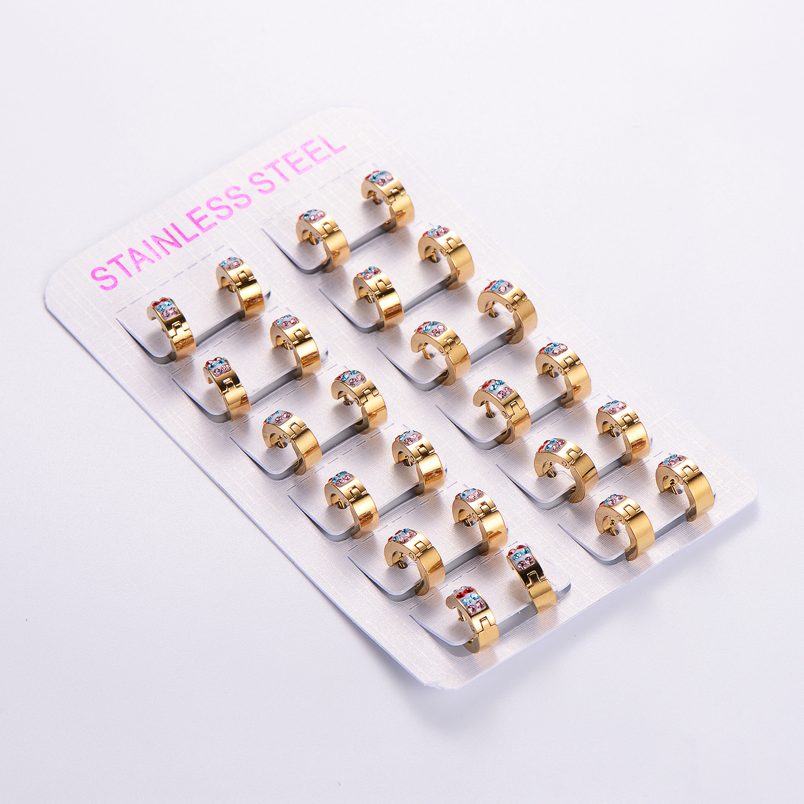 Stainless Steel Solid Color Rhinestones Imitation Gold  Simple Style Classic Style Gold Earrings