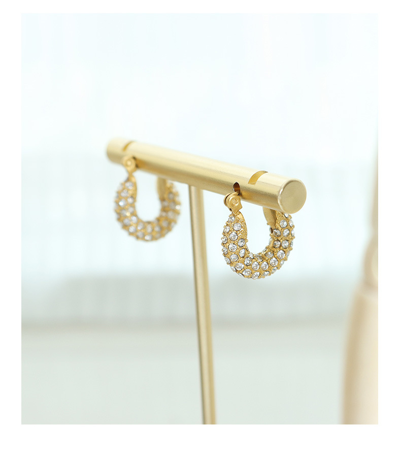 PVD Coated Real Gold Plated 18K Gold U Shape 304 Stainless Steel Fashion Waterproof Non Tarnish Hoop Earrings