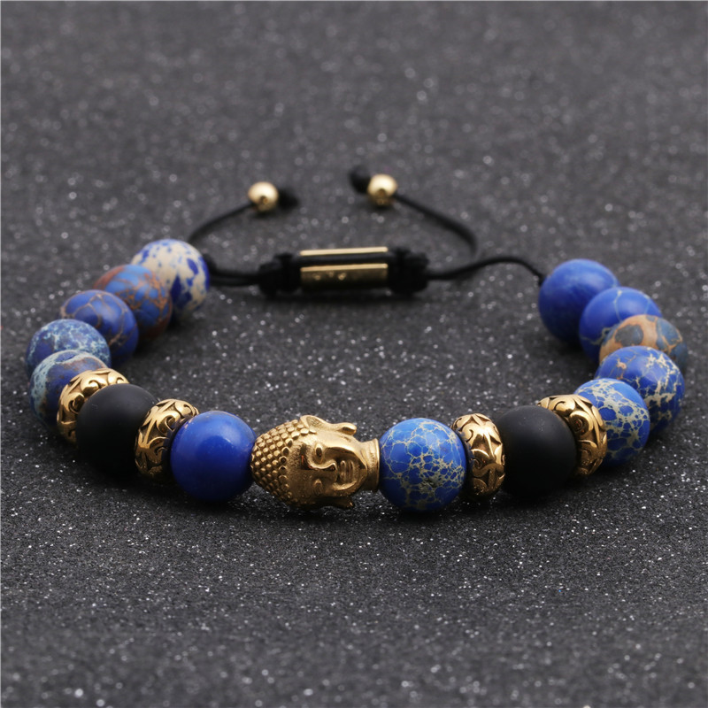 Fashion Bracelets Stainless Steel Woven Adjustable Buddha Head Bracelet