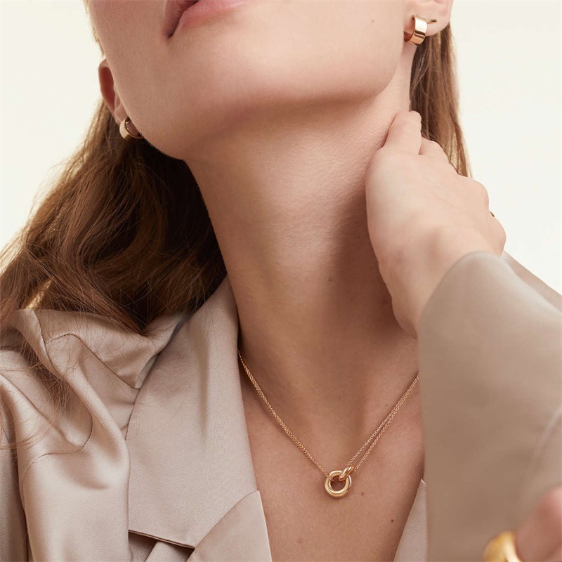 PVD Coated Real Gold Plated Solid Color 304 Stainless Steel Vacation Classic Style Waterproof Non Tarnish 304 Stainless Steel Pendant Necklace