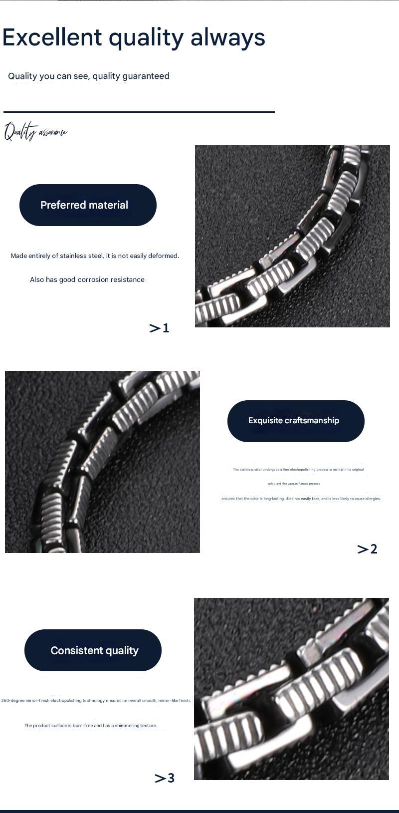 304 Stainless Steel Men's Accessories Square Serrated Pattern Handmade Chain Non-Fading Jewelry Unisex Spliced Tassel