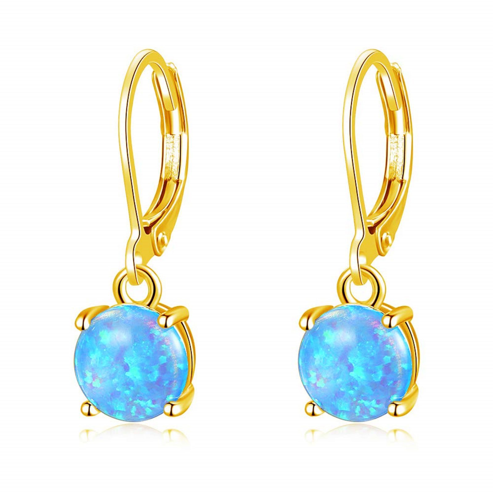 Simple Round Opal Earrings TikTok Ins  Style Jewelry Accessories Copper Material Holiday Style