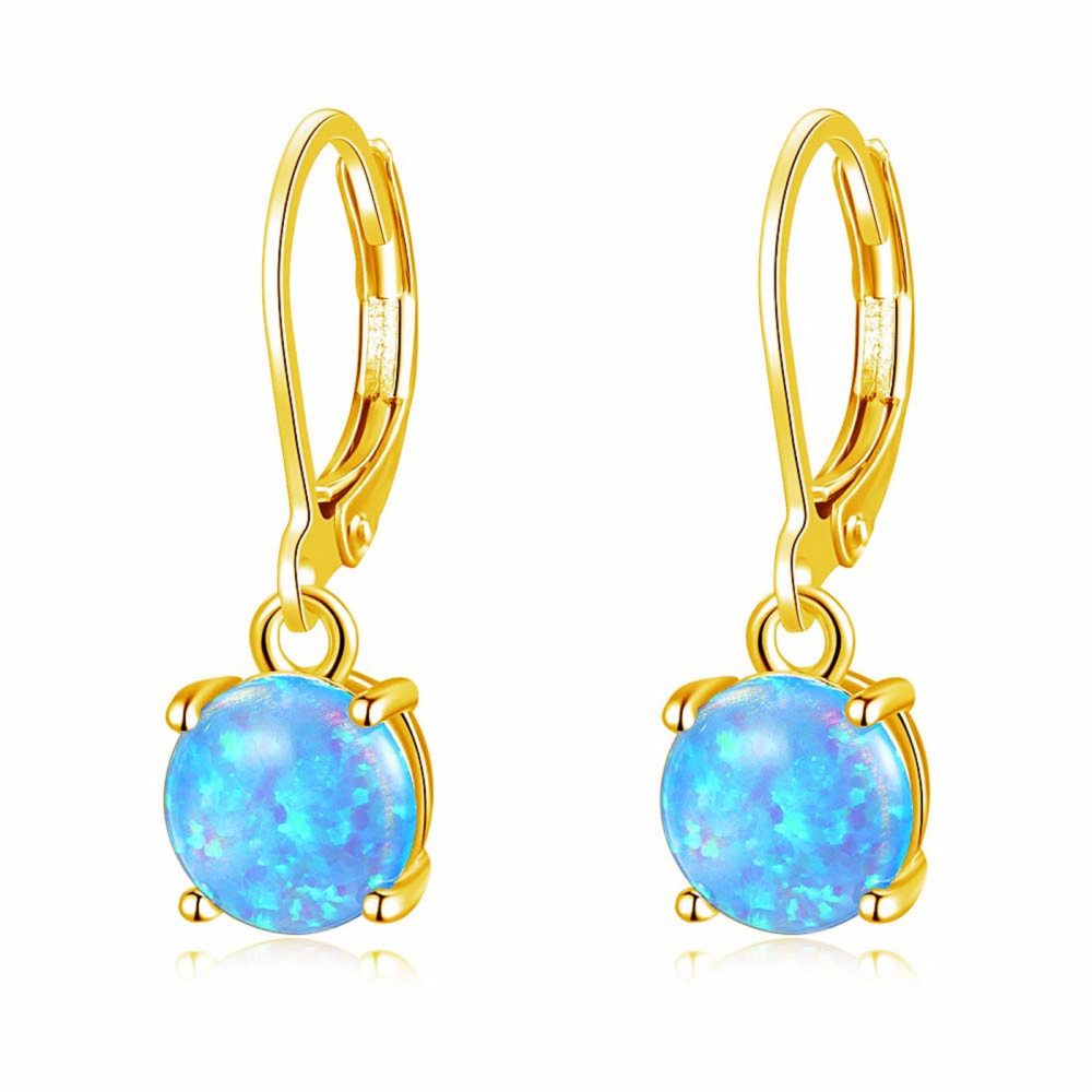 Simple Round Opal Earrings TikTok Ins  Style Jewelry Accessories Copper Material Holiday Style
