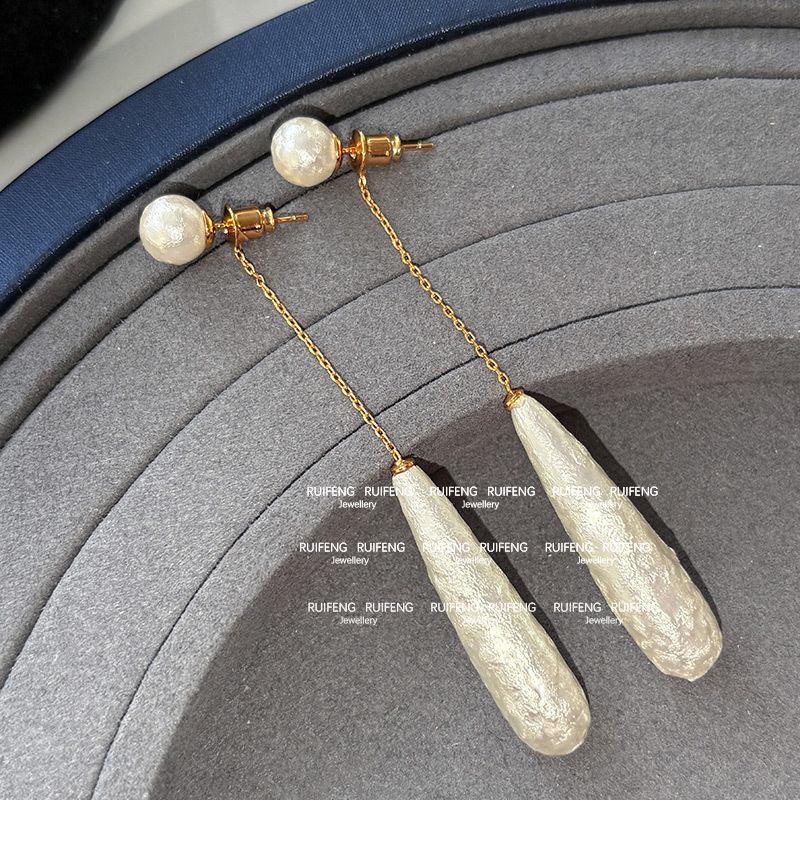 French Style Long Pearl Drop Earrings Pure Silver Cotton Waterdrop Design Unique Elegant Feminine Jewelry Accessories