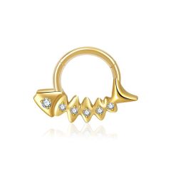 Fishbone Zircon Nose Ring Ear Bone Ring 58 # Gold