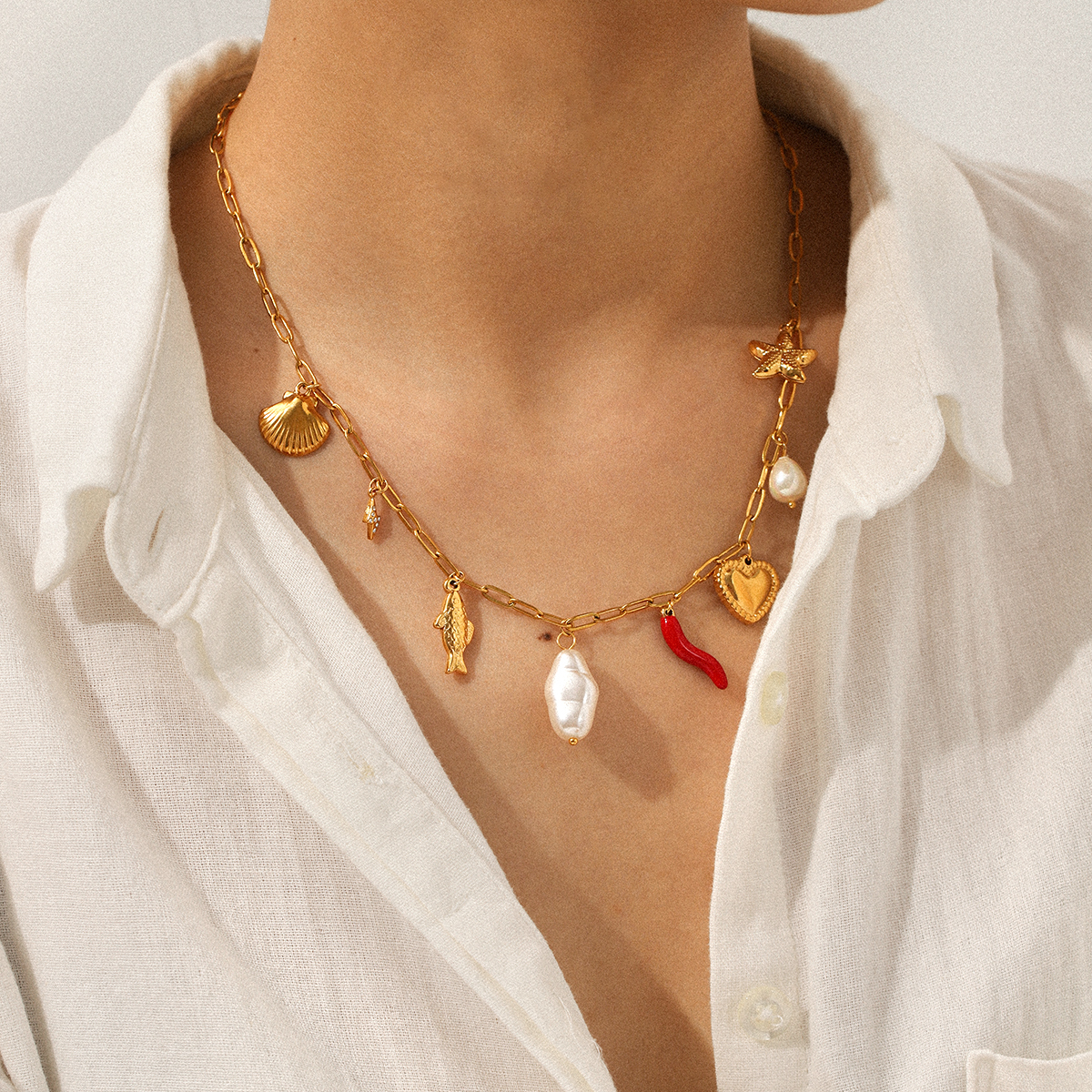Bohemian Accessories Stainless Steel Necklace Light Luxury Niche DIY Jewelry Accessories Pendant Necklace Collarbone Chain