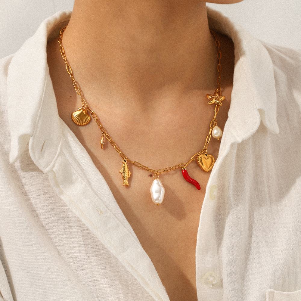 Bohemian Accessories Stainless Steel Necklace Light Luxury Niche DIY Jewelry Accessories Pendant Necklace Collarbone Chain