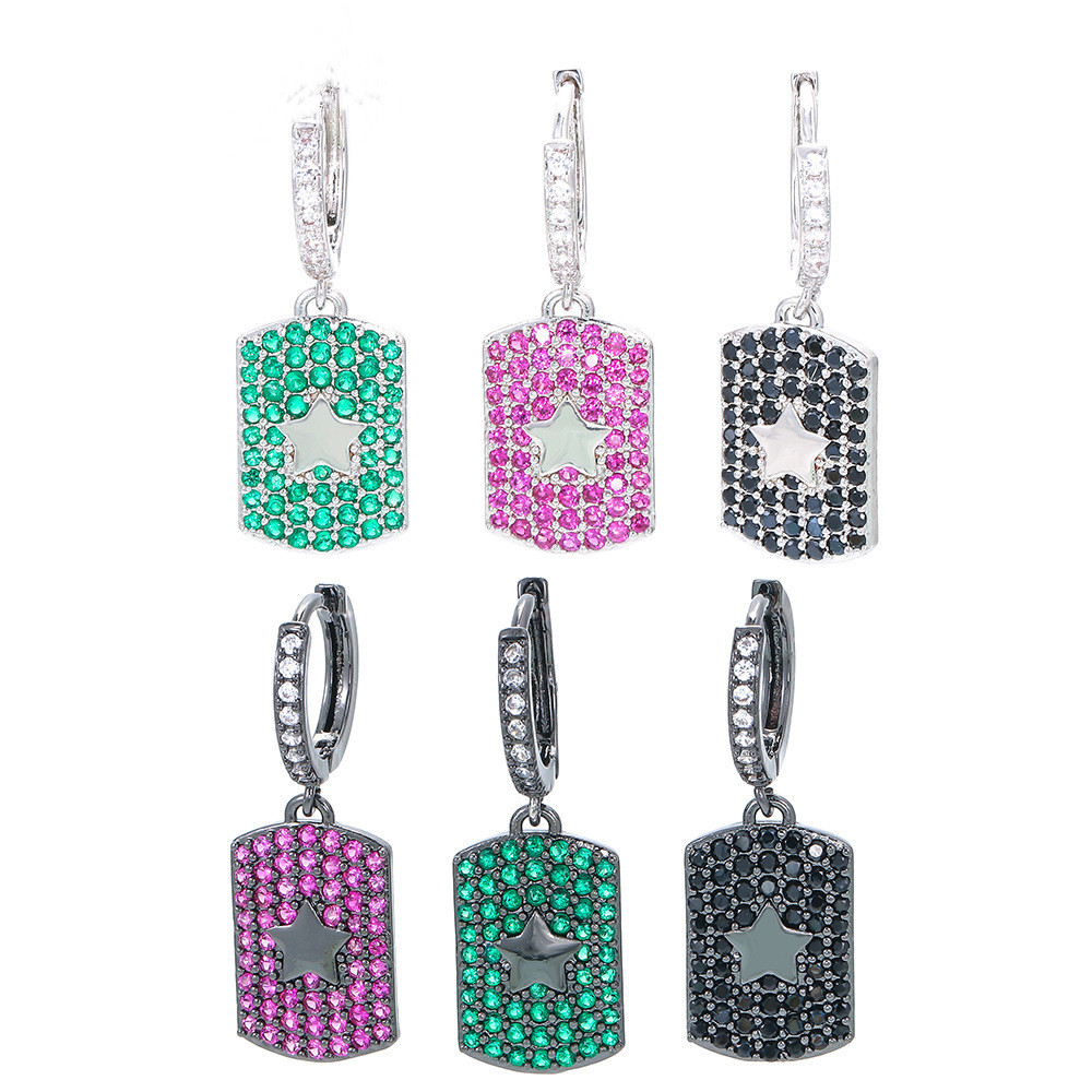 Fashion Simple Zircon Square Geometric Long Earrings