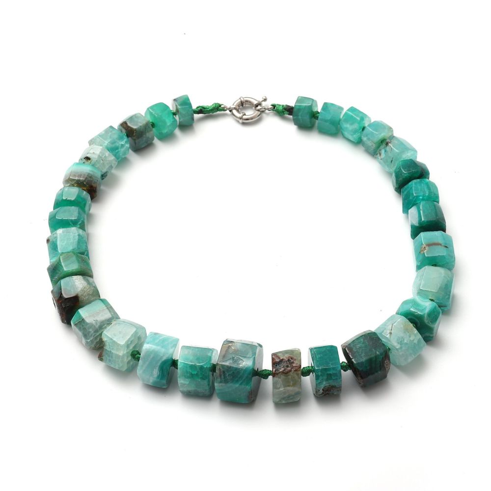 Natural Stone Agate Wheel Bead Tapered Tower Chain Necklace Accessories  Creative Bestseller Simple Geometry Pattern