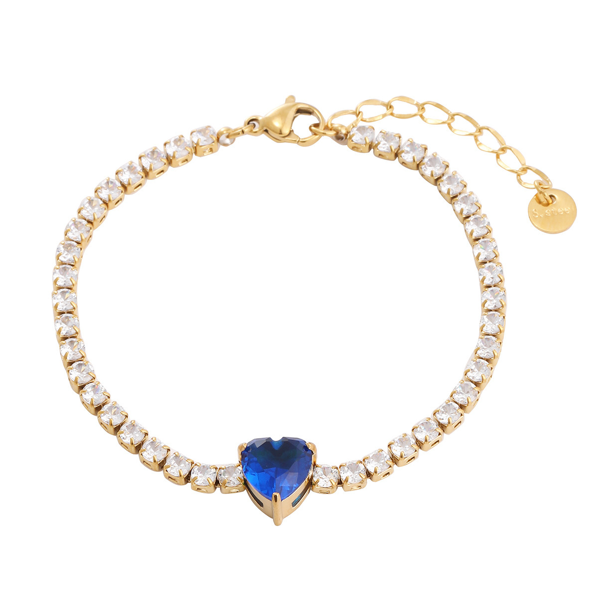 PVD Coated Real Gold Plated Heart Shape 304 Stainless Steel Simple Style Classic Style Waterproof Non Tarnish Bracelets