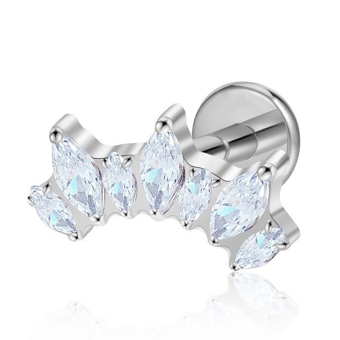 Titanium Alloy Zirconia Women's European Style Fan-shaped Lip Nose Stud Jewelry Accessories Fashion Unisex Lip Decoration