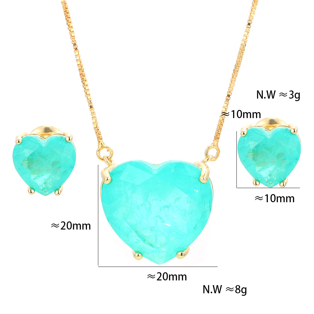 Casual Simple Style Heart Shape Copper Plating Inlay Zircon Women's Earrings Necklace