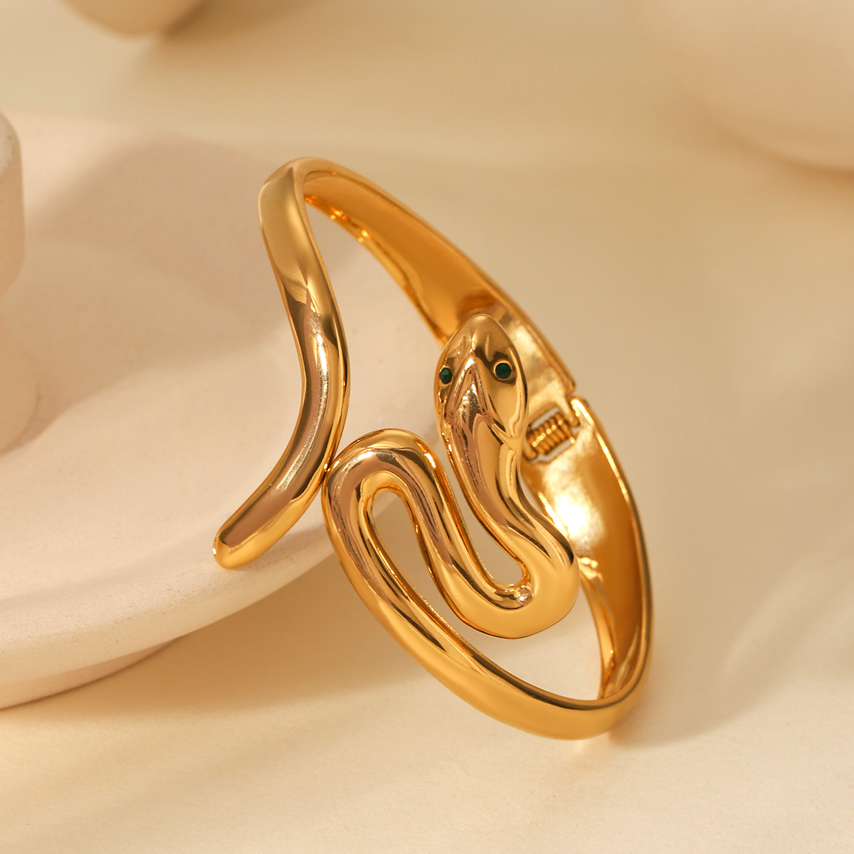 304 Stainless Steel Snake PVD Coated 18K Real Gold Plated Modern Style Artistic Waterproof Non Tarnish Gold Bangle