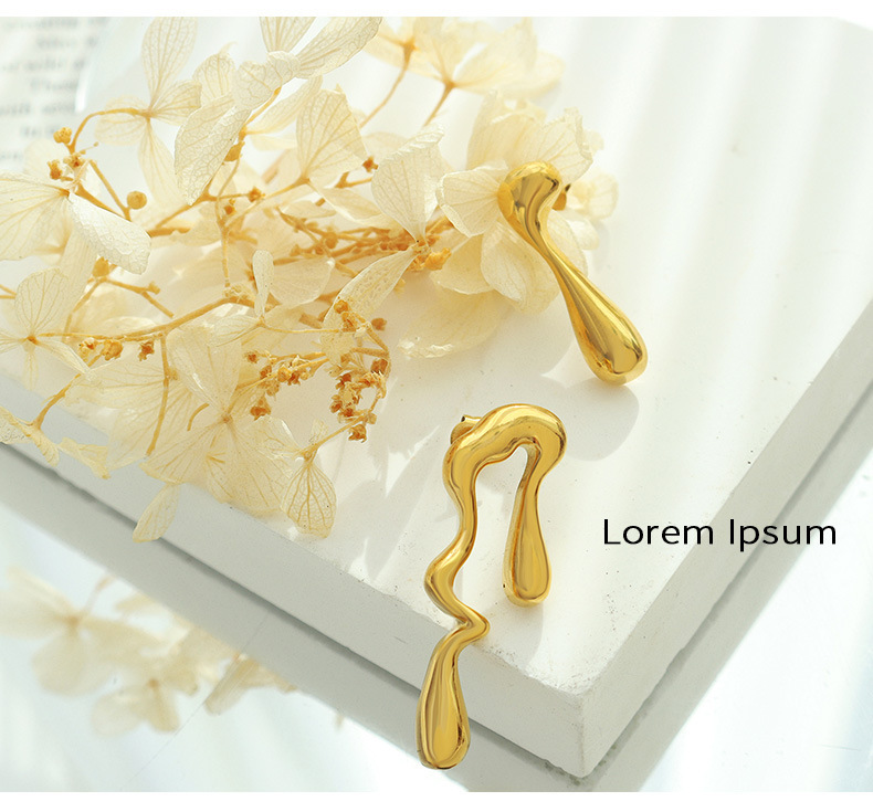 PVD Coated Real Gold Plated 18K Gold Water Droplets 304 Stainless Steel Fashion Waterproof Non Tarnish Earrings