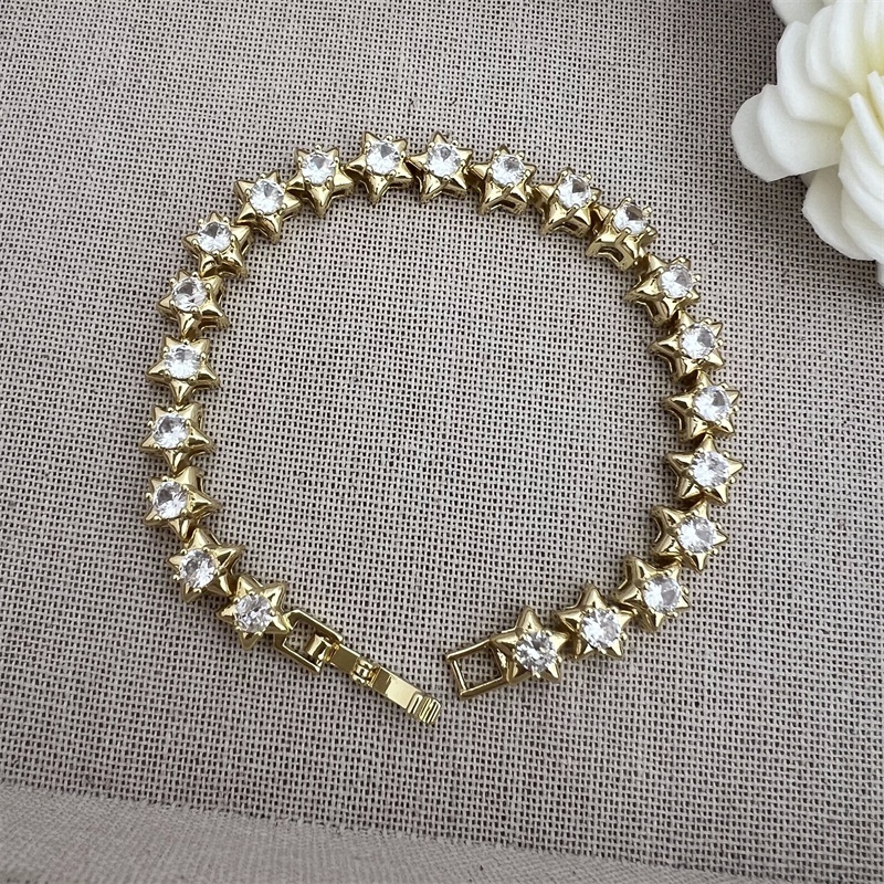 Classic Elegant Style Colorful Zircon Bracelet Fashion High-end Copper Plated 18K Gold Versatile Daily Wear Star Vacuum Plating (Furnace)