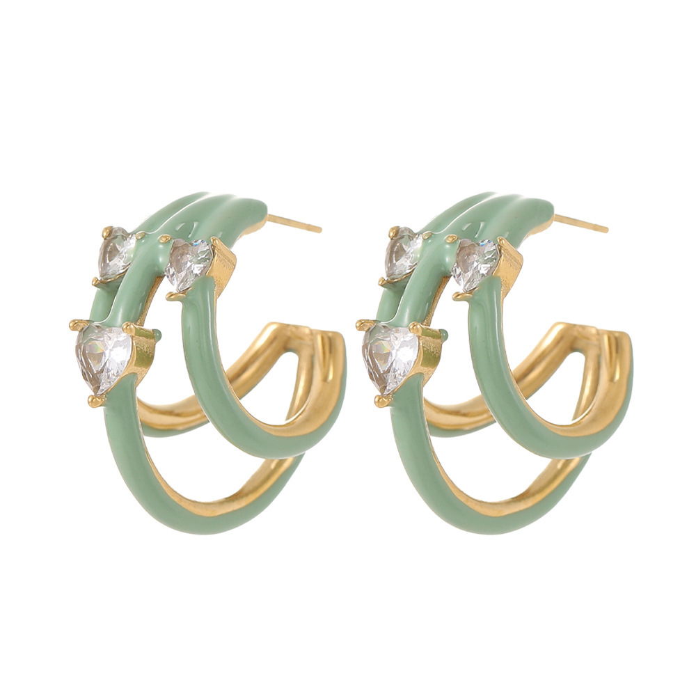 Fashionable Stainless Steel Women's Drop Oil Earrings  Style Titanium Steel Earring Jewelry Accessories