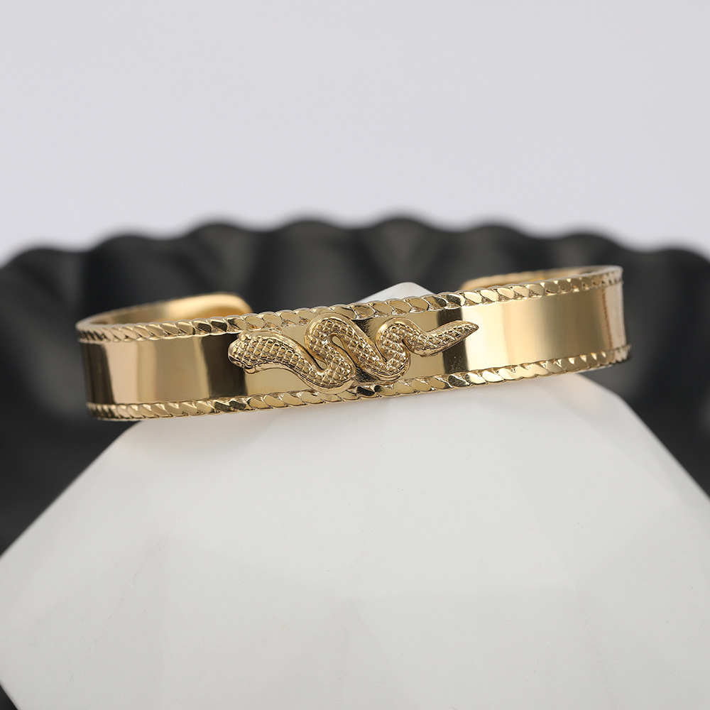 Vacuum Plating Real Gold Plated Snake 304 Stainless Steel Fashion Waterproof Non Tarnish Bangle