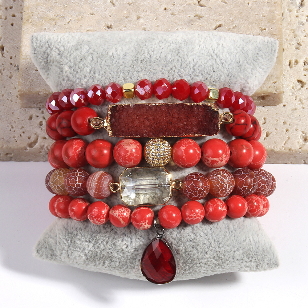 Simple Style Classic Style Geometric Natural Stone Beaded Chain Bracelets In Bulk