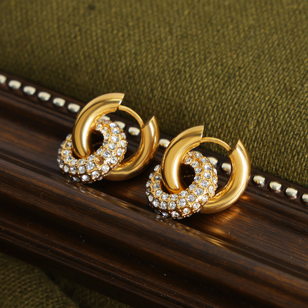 PVD Coated Real Gold Plated 18K Gold Circle Titanium Steel Casual Simple Style Waterproof Non Tarnish Hoop Earrings
