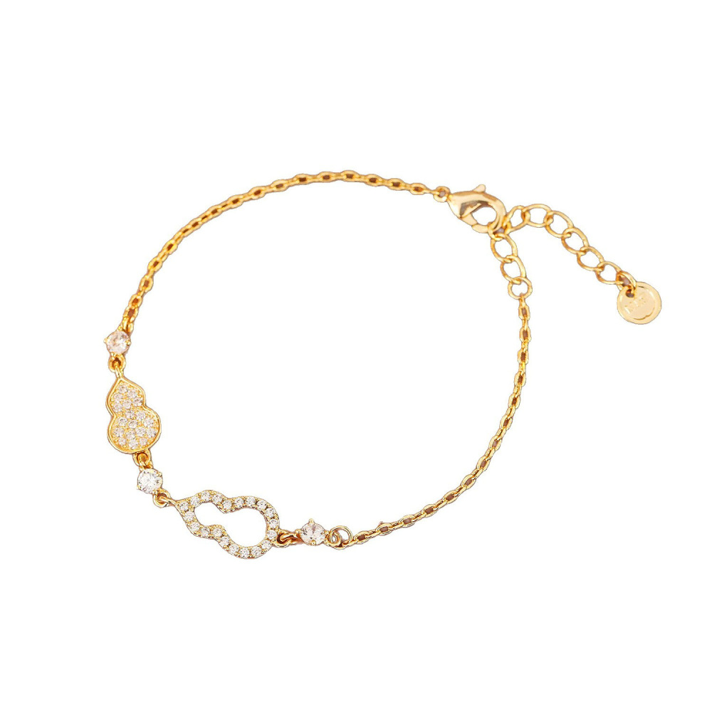 Simple Double Gourd Diamond Embedded Bracelet For Women Trendy Minimalist Ins Style Bracelet Ethnicity Accessories Live Broadcast Bestseller