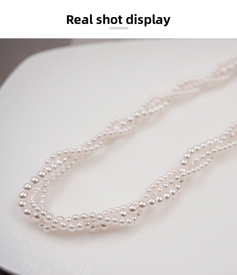 Heb Style Multi-Layer Pearl And Xiaomi Beads Necklace Classic Twisted Chain Layering Artistic Retro Clavicle Chain For Women