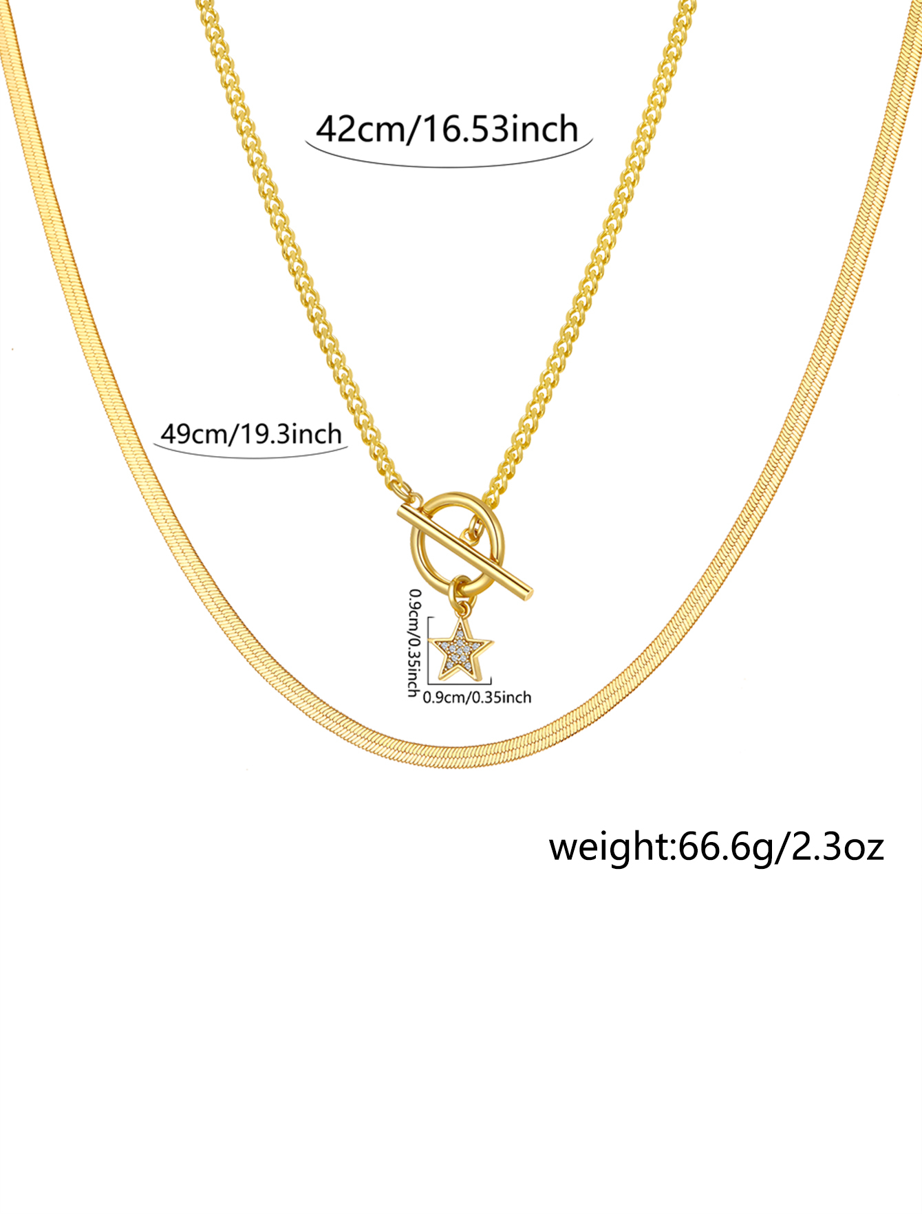 18K Gold Plated Personalized Grid Paperclip Box Multi-layer Necklace With Copper Inlaid Shiny Cubic Zirconia Pendant Set Necklace/Fashion Jewelry Gift Box Accessories/Suitable For Girlfriend Gifts And Daily Wear