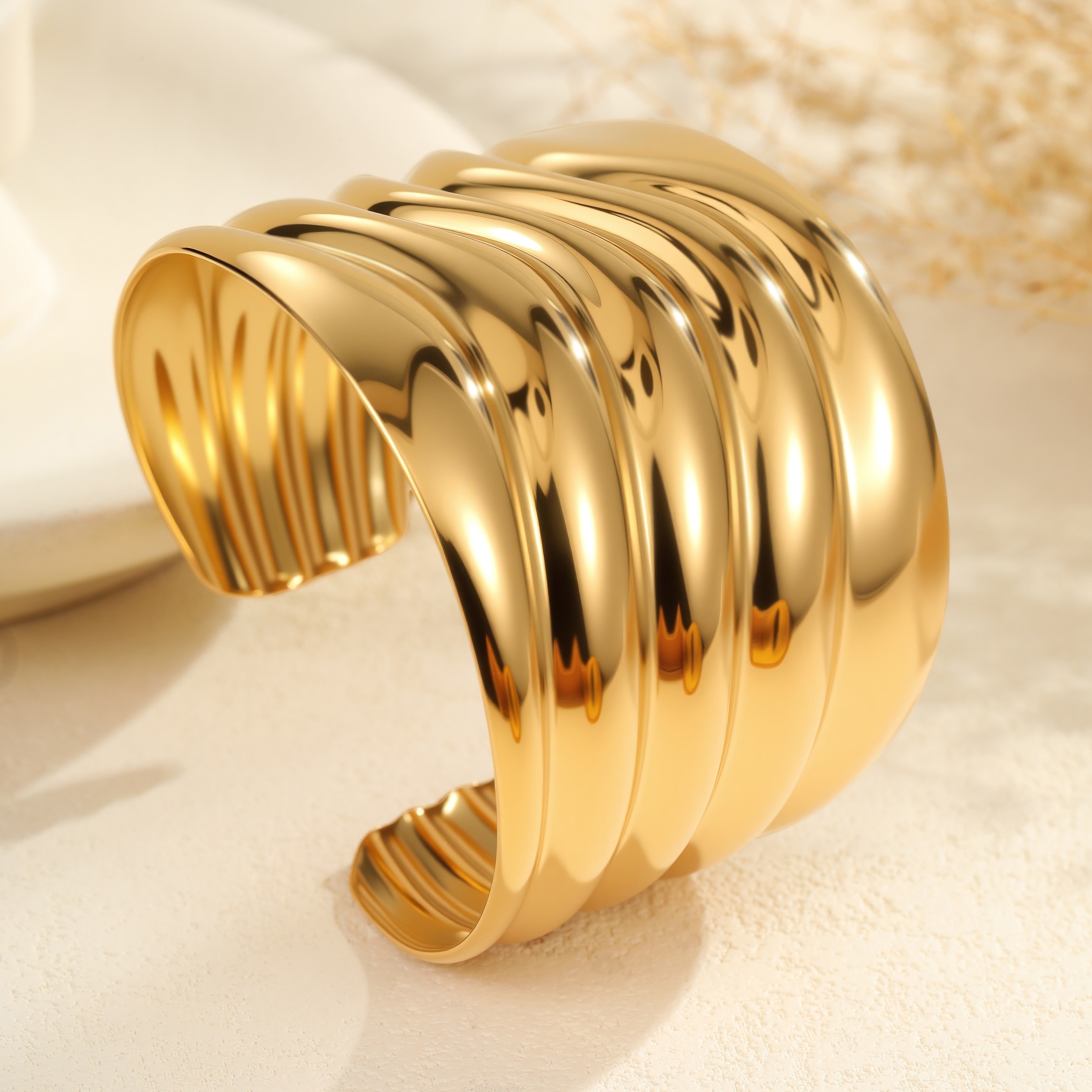 INS Fashion Exaggerated Wide Stainless Steel Bracelet Niche High-end Open Bracelet Titanium Steel Jewelry