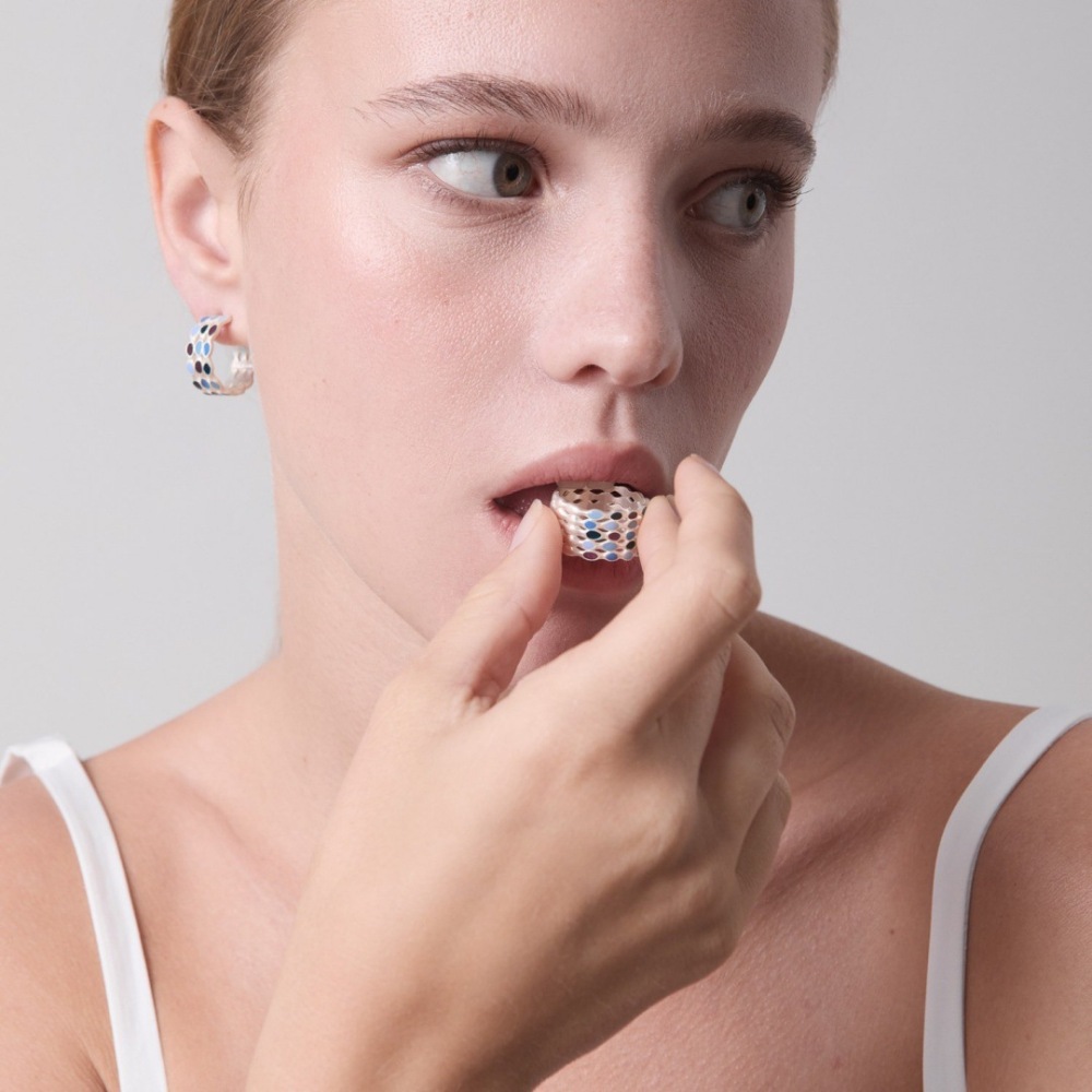 Elegant Hollow Out C-Shaped Drip Glaze S925 Silver Needle Stud Earrings Retro Unique Fashion Women's Jewelry Accessories