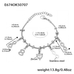E674-Steel Color DIY Multi-Accessories Bracelet 15 4cm