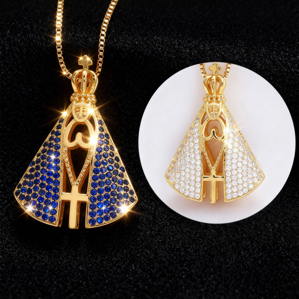 Water Plated Nickel-Free Eco-Friendly 18k Gold Luxury Light Luxury Virgin Mary Pendant Stainless Steel Chain Women's Jewelry Accessories